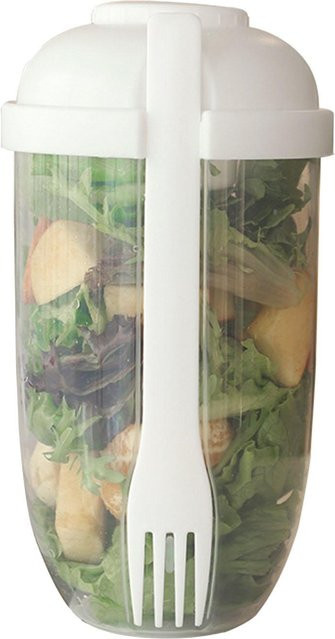 Tragbarer Salatbehälter mit Deckel und Gabel von CosyHome, grau, 1000ml - Bild 1