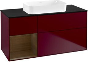 V&B Waschtischunterschrank Finion mit Regalfach links, Walnuss Veneer, Peony Matt, B/T: 120 x 60 cm - Bild 1
