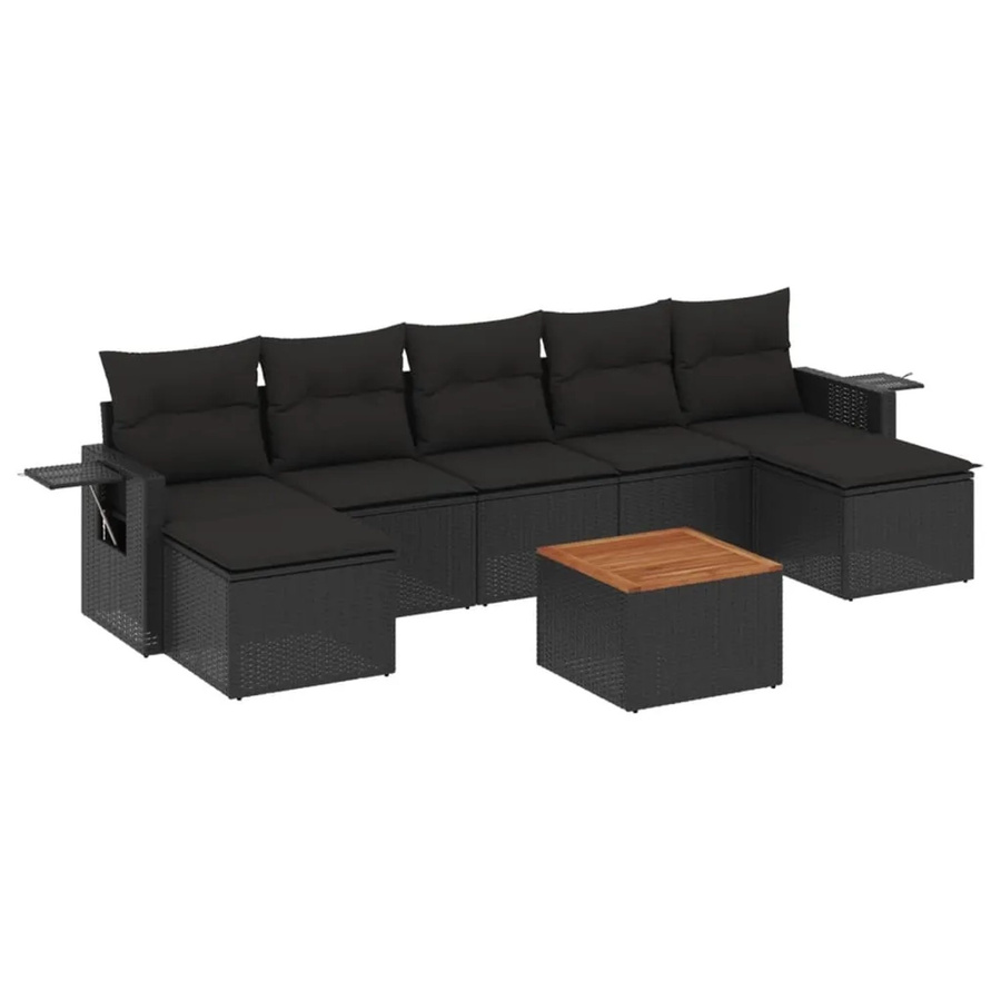 vidaXL 8-tlg Garten-Sofagarnitur aus Poly-Rattan mit Kissen in Schwarz - Bild 2
