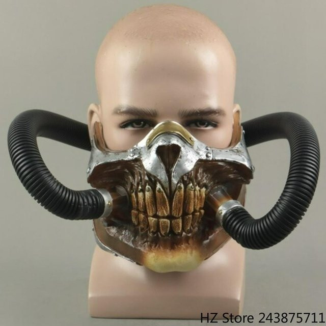 PRELEXT Mad Max Maske Helm, Punk Skelett Maske, Zubehör, beige, ab 14 Jahren - Bild 1