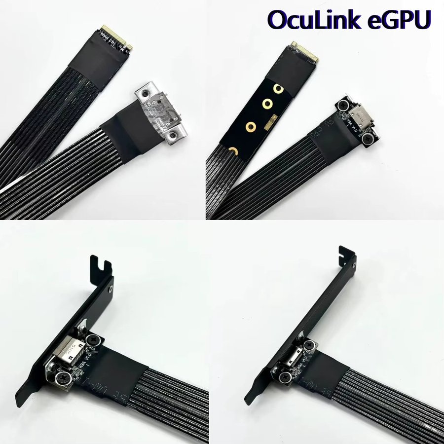 ADT-Link M.2 NVMe zu OCuLink Riser-Kabel PCIe 5.0/4.0 X4, SFF-8611/8612 Adapterkabel für externe Grafikkarten, Schwarz - Bild 2