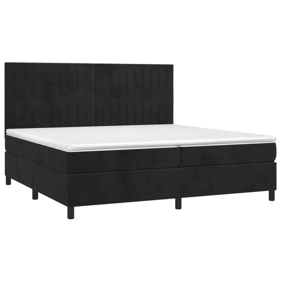 vidaXL Boxspringbett mit Matratze in Schwarz, Samt, mit LED-Unterbettbeleuchtung und USB-Ladeport, Hybrid-Konstruktion mit Taschenfederkern, B/T: 200 x 200 cm - Bild 2
