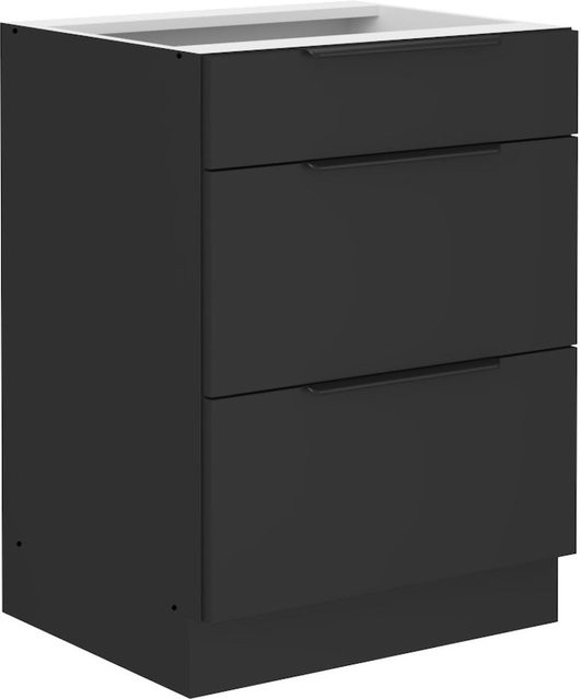 Küchen Unterschrank SIENA Schwarz mit Vollauszug und Soft-Close, Breite: 60 cm - Bild 1