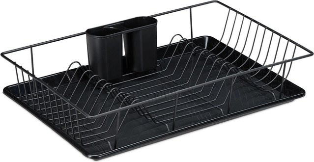 Relaxdays Abtropfgestell aus Eisen und Kunststoff in Schwarz mit Auffangschale B: 48 cm, T: 31,5 cm, H: 11 cm - Bild 1