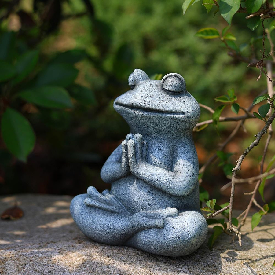 Yiran Furniture Meditations-Frosch aus Harz als dekoratives Ornament für Garten und Wohnzimmer - Bild 2