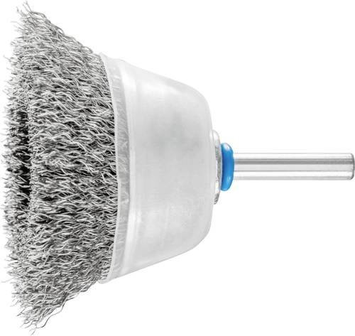 PFERD Topfbürste TBU 6015/6 INOX ungezopft mit Edelstahl-Draht Ø 0,30 mm und Ø 60 mm Durchmesser, Schaft-Ø 6 mm, Farbe Silber/Blau - Bild 1