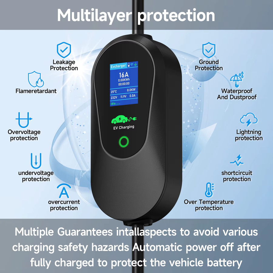 AFYEEV Tragbares EV-Ladegerät Typ 2 IEC62196-2 mit 3600 W, Typ 1 SAE J1772 Elektroauto-Ladegerät mit WiFi und Bluetooth APP-Steuerung - Bild 2