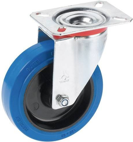 Dörner + Helmer Lenkrolle 711677 mit blauem Rad und Durchmesser: 125 mm, Tragfähigkeit: 200 kg, verzinkter Stahl - Bild 1