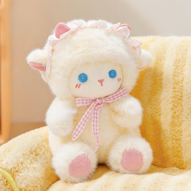 Yiran toy Lamm Schaf Puppe Plüschtier, Rosa Blau, ab 14 Jahren - Bild 1