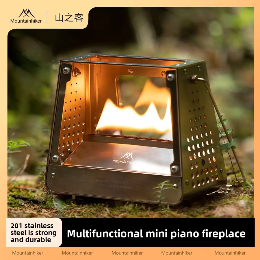 MOUNTAINHIKER Mini-Betrachtungsofen für Outdoor-Camping aus Edelstahl in Silber - Bild 2