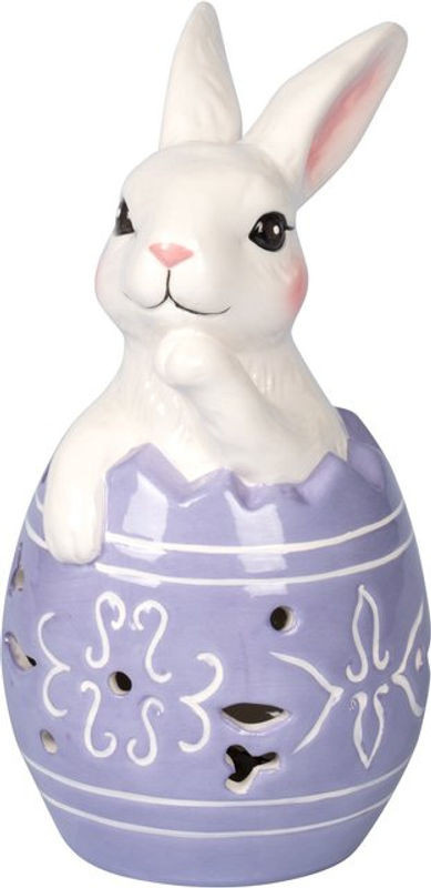LED-Dekofigur Hase von viva domo aus Keramik in mehrfarbigem floralem Design für Ostern - Bild 1