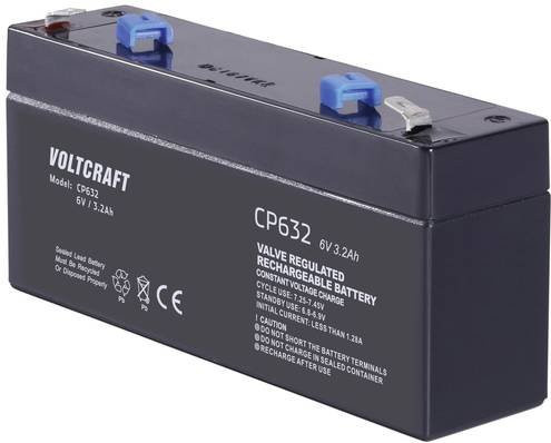 Voltcraft CE6V/3,2Ah Bleiakku 6V 3,2Ah Blei-Vlies AGM Schwarz B/H/T: 134 x 67 x 34 mm mit 4,8mm Flachstecker wartungsfrei - Bild 1