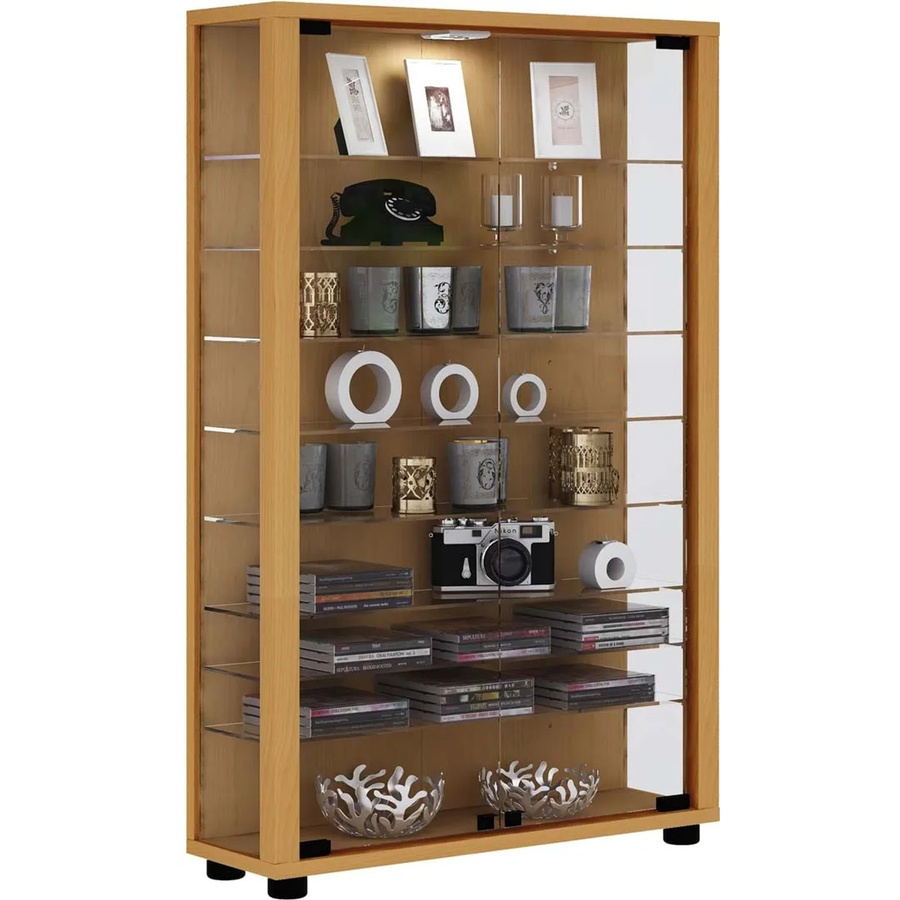 VCM Glasvitrine Lumo Mini in Buche mit ESG-Sicherheitsglas und Glastüren, H x B x T: 90 x 59 x 18 cm - Bild 3