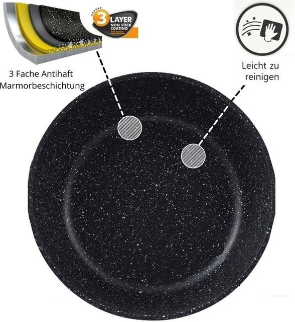 12-teiliges Kochtopf Set Cheffinger Diamant mit Deckeln, Induktion, Schwarz, Antihaftbeschichtung - Bild 1