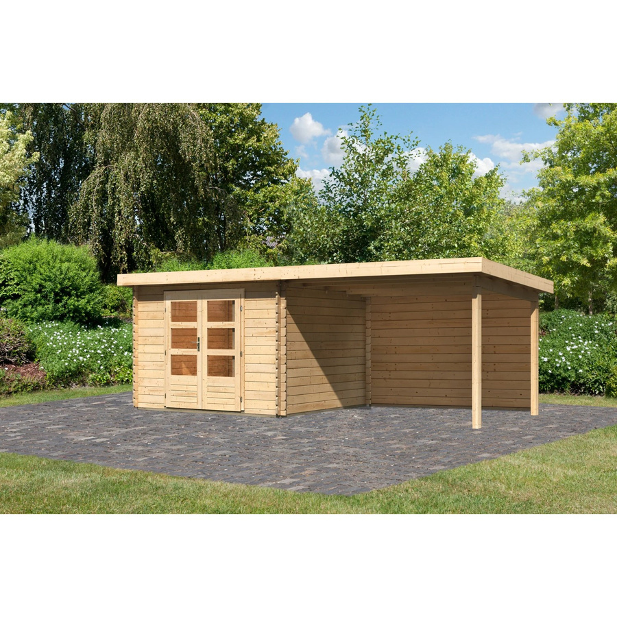 Karibu Holz-Gartenhaus Ängelholm in Natur mit Pultdach und Blockbohlenbauweise, B/T: 280 x 280 cm - Bild 2