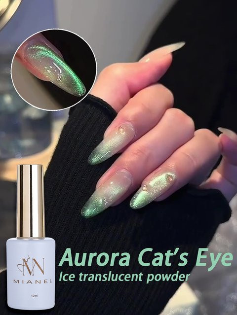 MIANEL Gel-Nagellack Nordlicht Grün Katzenauge, 12 ml - Bild 1