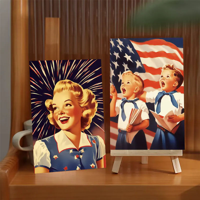20 Stück Vintage Amerikanische Patriotische Jubiläums-Postkarten für den 4. Juli und Unabhängigkeitstag, Mehrfarbig, Rechteckig - Bild 5