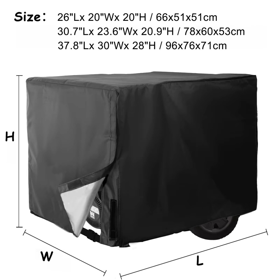 UV-beständige Generatorabdeckung aus Polyester in Schwarz für 5000–10.000 Watt, B/T/H: 81,28 x 60,96 x 60,96 cm - Bild 5