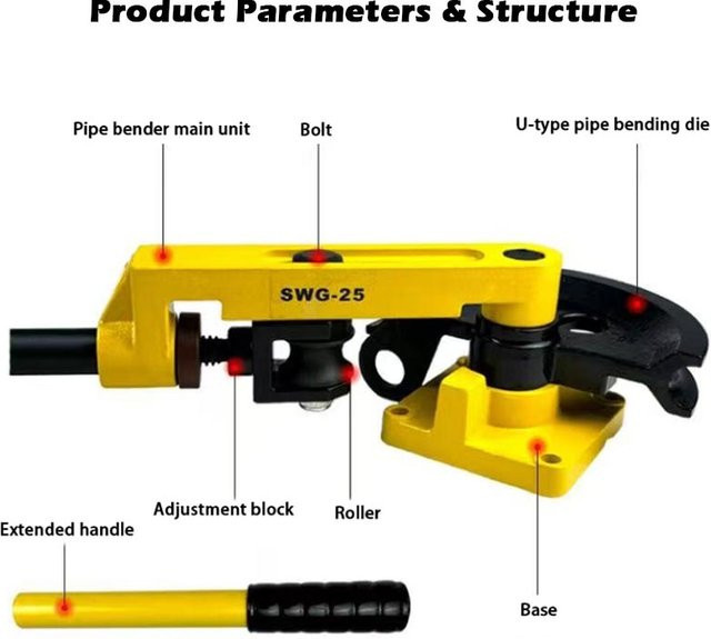 GZRUOMU Manueller Rohrbieger SWG-25 für Edelstahl, Kupfer und Aluminium, Gelb, 10-25mm - Bild 1