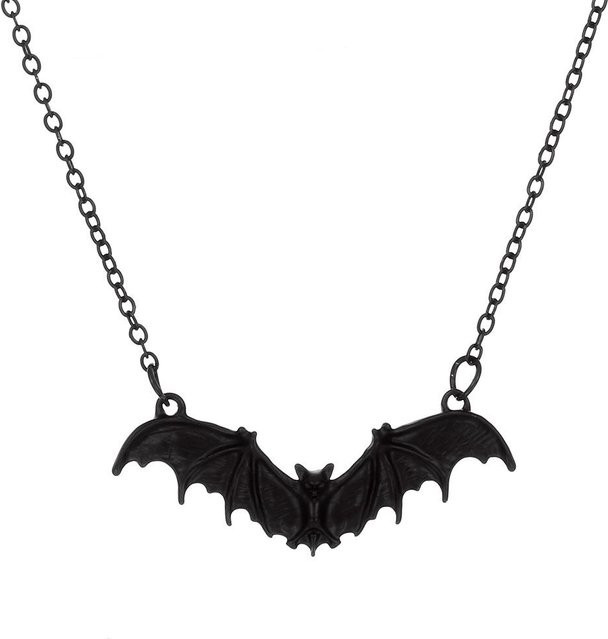 Halskette Fledermausflügel Anhänger, Zinklegierung, Schwarz, Unisex - Bild 1