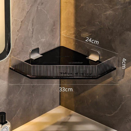 Eckregal für Badezimmer und Küche ohne Bohren, Wandmontage Duschablage und Toilettenorganizer, Farben: Weiß, Schwarz, Gelb