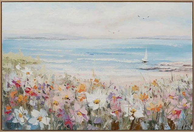 Art Universe Leinwandbild Sommer am Meer in Blau und Multicolour, Breite: 82 cm, Höhe: 122 cm - Bild 1