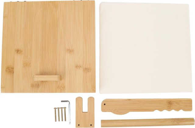 Aimo Tortilla-Pressen-Maker aus Holz und Metall mit Nudelholz und 50 Blatt Pergamentpapier, Braun, Quadratisch - Bild 1