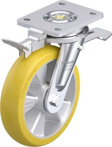 Blickle Schwerlast-Lenkrolle LO-ALTH 200K-ST-CO-RI4 in Silber und Gelb mit 200 mm Rad-Durchmesser und 800 kg Tragfähigkeit - Bild 1