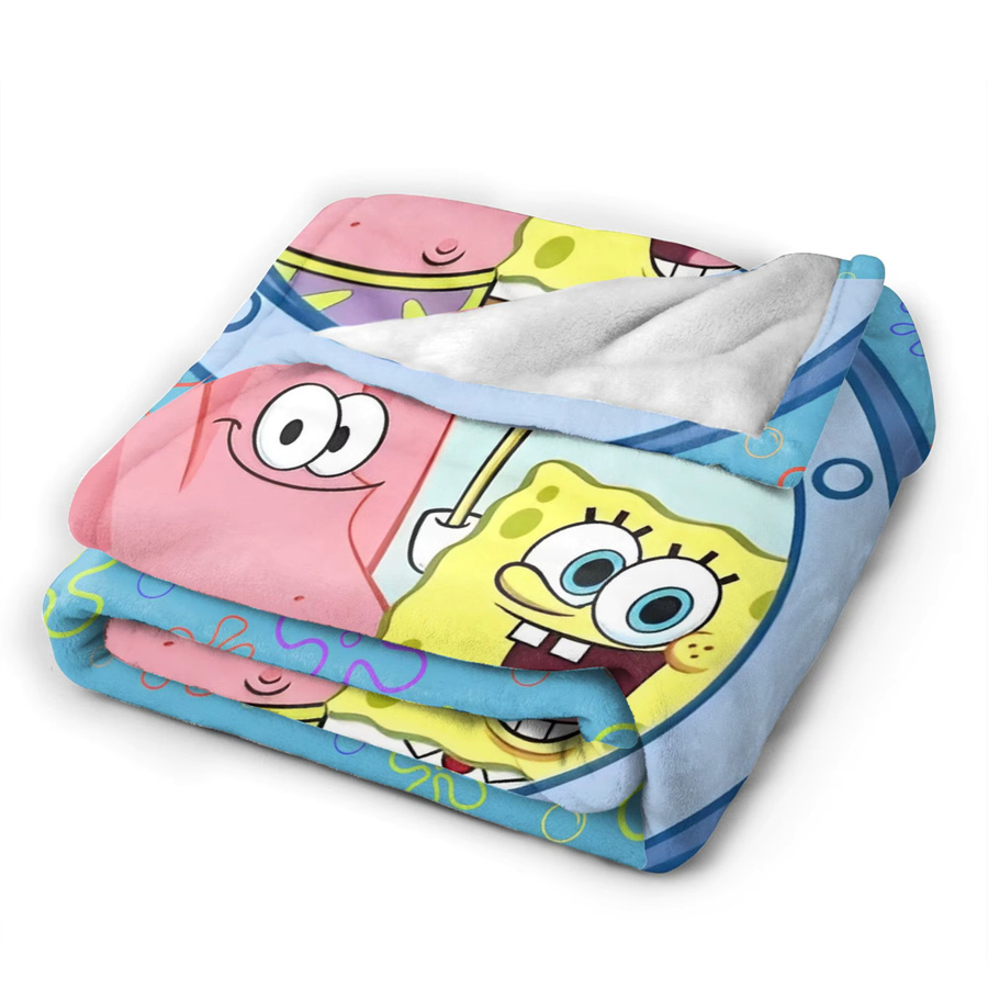 Potdemiel SpongeBob Schwammkopf und Patrick Star Flanell-Überwurfdecke aus Polyester in Blau - Bild 2