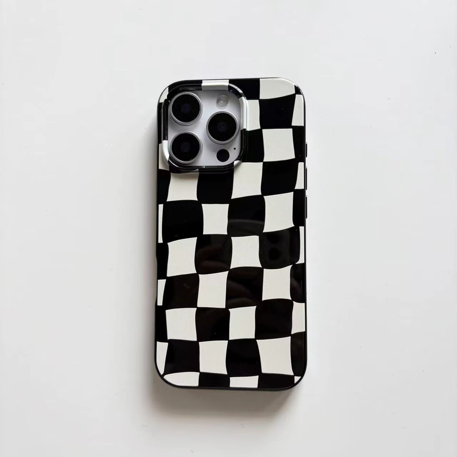 Schutzhülle im Schachbrett-Karomuster für Apple iPhone 12 bis 17 Pro Max in Schwarz-Weiß - Bild 4