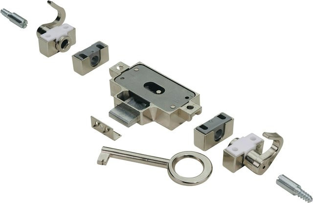 Hettich Nutbart Drehstangenschloss Rechts in Silber vernickelt 25 mm - Bild 1