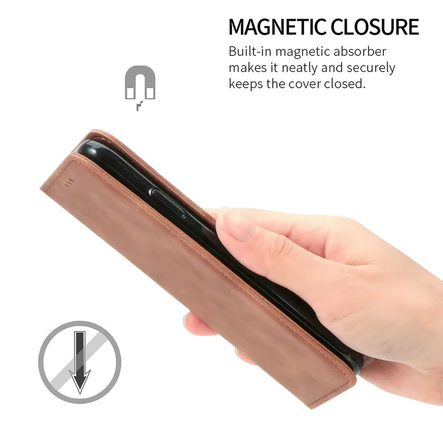 Magnetische Leder Brieftasche als Flip-Cover für Xiaomi POCO F8 Ultra 5G und POCO F8 Pro in Braun - Bild 2