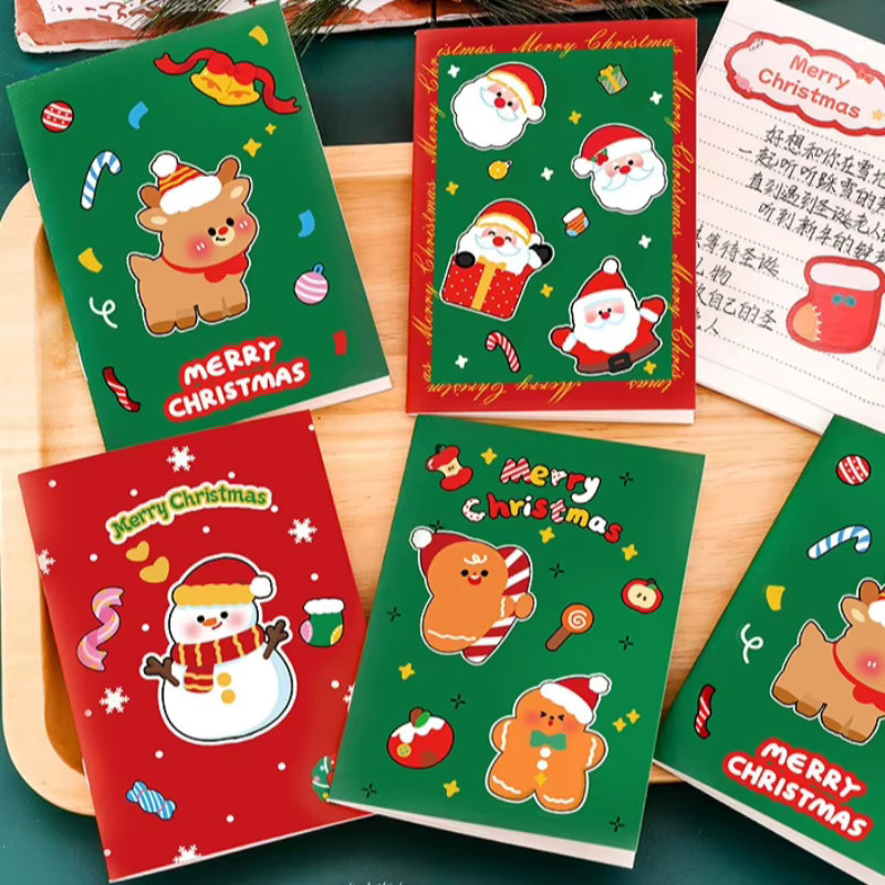 TWBEB Weihnachtliche Mini-Notebooks mit Cartoon-Design, Softcover, liniertes Papier, Mehrfarbig - Bild 3