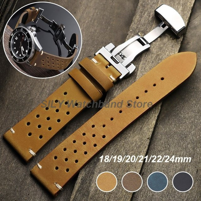 Uhrenarmband Rindsleder, Schmetterlingsverschluss, Unisex - Bild 1