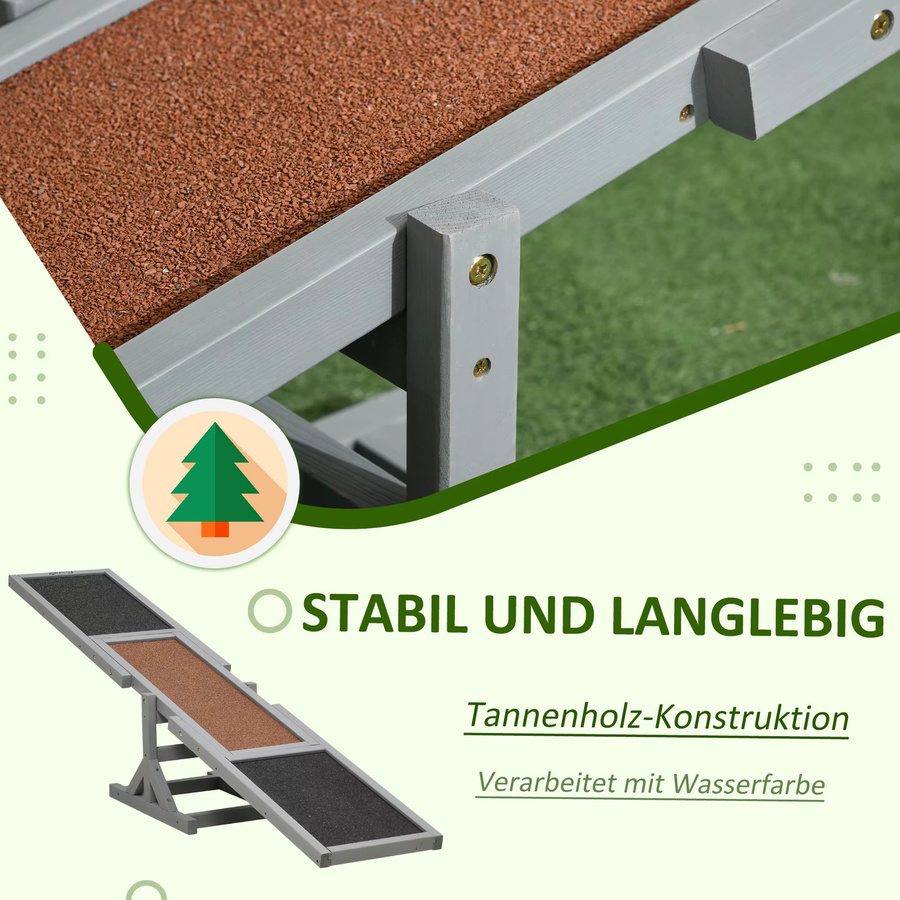 PawHut Hundewippe aus Tannenholz für Agility und Hundetraining, Gelb, B/T/H: 180 x 30 x 30 cm - Bild 3