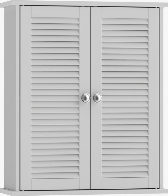 HOMCOM Wandschrank für Badezimmer in Weiß mit 2 Lamellentüren und verstellbarem Fach, B/T/H: 51 x 18 x 61 cm - Bild 1