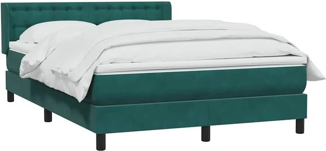 vidaXL Boxspringbett mit Matratze aus Samt in Dunkelgrün B/T/H: 160 x 220 x 103 cm - Bild 1