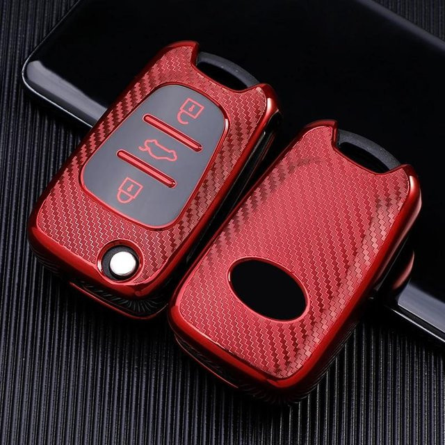 TPU Auto Schlüsselhülle Abdeckung in Rot für Hyundai I20 I30 Ix20 Ix25 Ix35 Elantra Accent und KIA Sportage Rio 3 Soul Optima Ceed Pro K5 K2 Pride - Bild 1