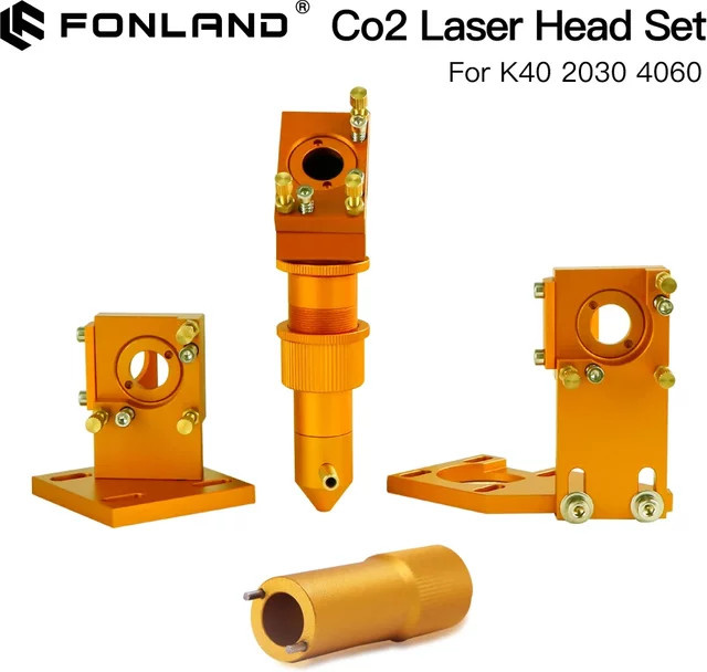 FONLAND CO2-Laserkopf-Set der K-Serie D12 mit 20 mm und FL25,4, 50,8 mm Objektiv für 2030 4060 K40 Lasergravur-Schneidemaschinen, Farbe: Orange - Bild 1