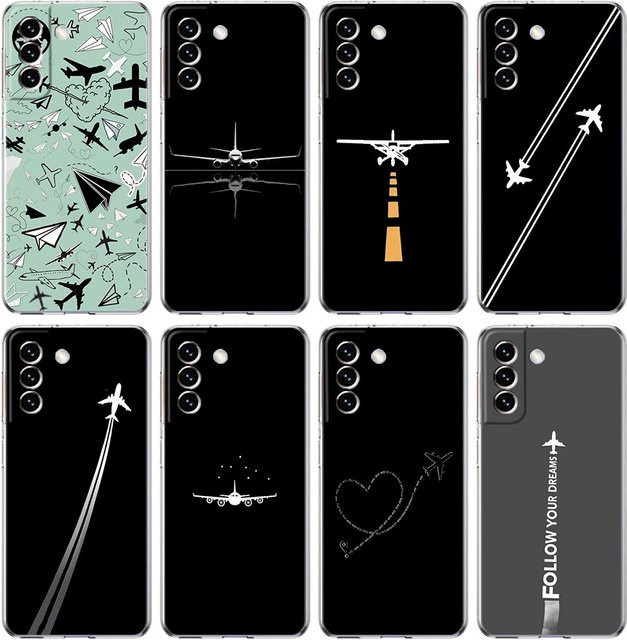 Premium Handyhülle mit Flugzeugmuster für Samsung Galaxy S25 S24 S23 S22 S21 S20 S10 S9 Ultra 5G Transparent Soft Clear Cover - Bild 1