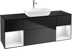 V&B Waschtischunterschrank Finion in Weiß und Schwarz lackiert, Breite: 160 cm - Bild 1