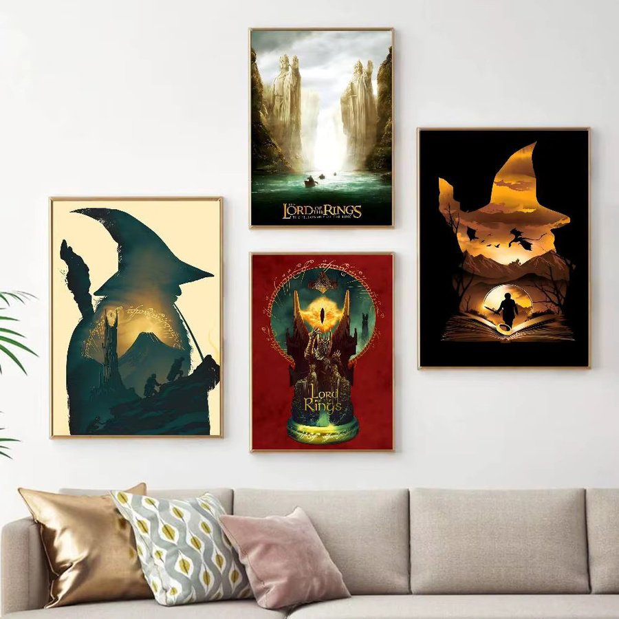 Rastar Der Herr der Ringe Film- und Anime-Poster, selbstklebende Wandkunst aus weißem Kraftpapier, mehrfarbig - Bild 2