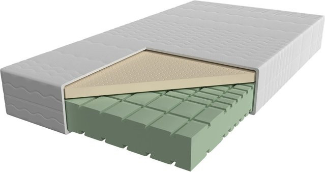 AM Qualitätsmatratzen Premium 7 Zonen Hybrid-Latexmatratze aus Naturlatex und Kaltschaum, Weiß, B: 80 cm, L: 200 cm, Härtegrad H2 - Bild 1
