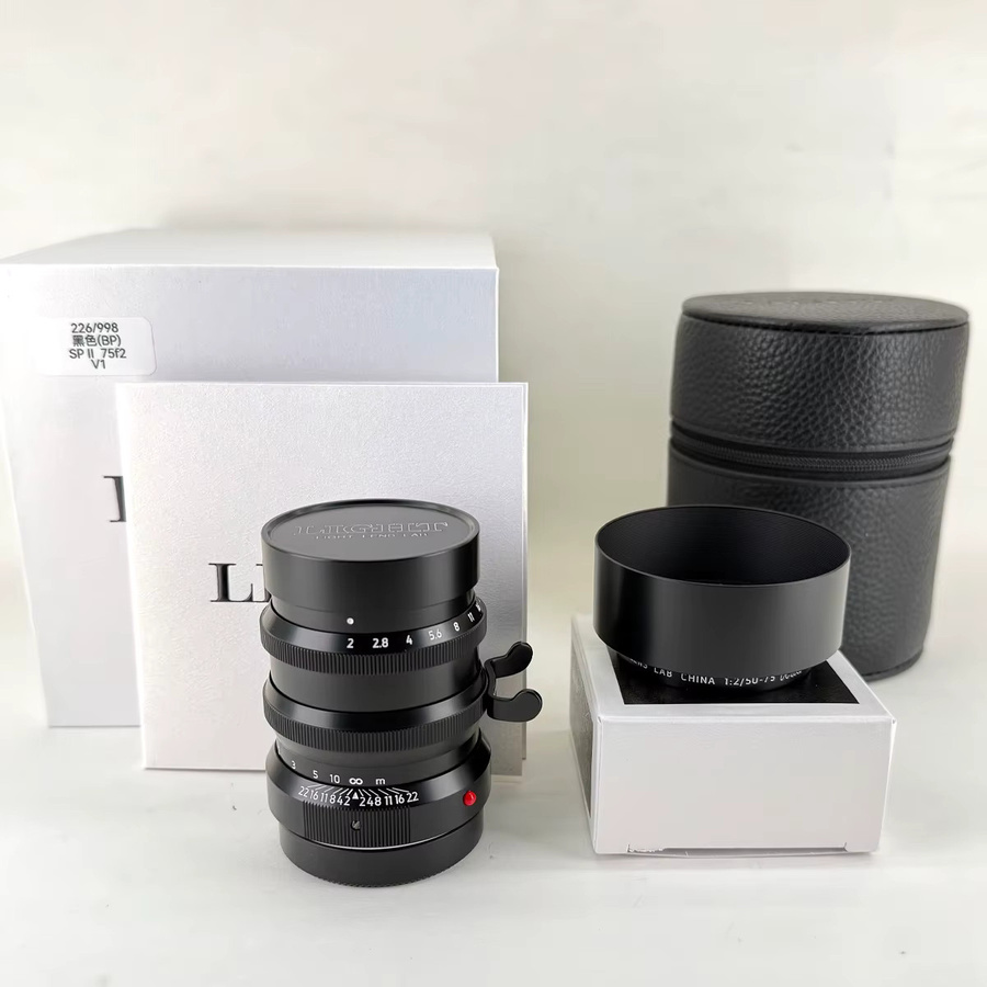 Light Lens Lab 75mm F2 SPII Objektiv Manueller Fokus Vollformat Aluminium Schwarz Lackiert für Leica M M6 M7 M9 M10P M11 M240 - Bild 1