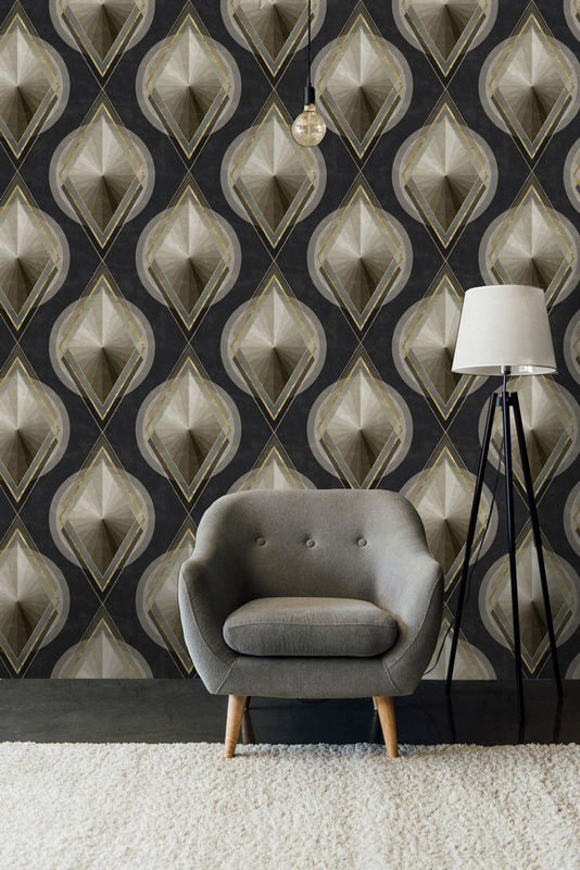 MINDTHEGAP Tapete Metropolis WP20228 in Schwarz und Grau mit geometrischem Art Deco Design aus Vlies - Bild 2