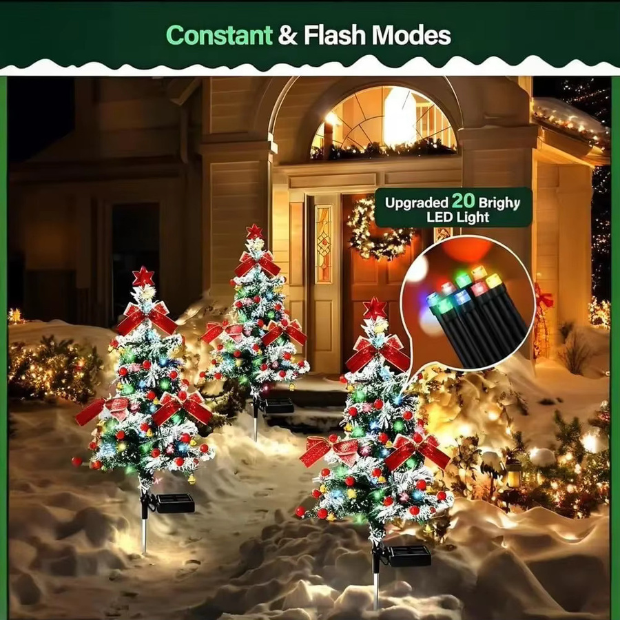 Solar-LED-Weihnachtsbaum-Hofpfahl für Garten und Veranda, mehrfarbig, IP65 wasserdicht - Bild 6
