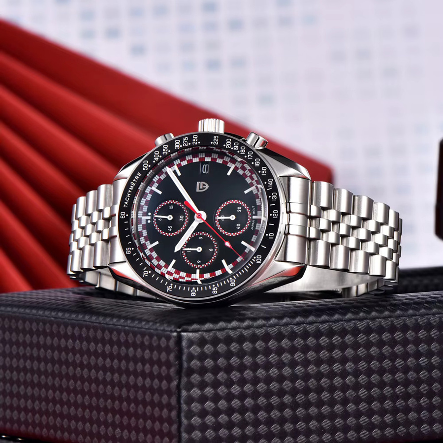 PAGANI DESIGN Chronograph Armbanduhr, Quarz, Edelstahl, Schwarz, Herren - Bild 5