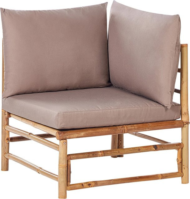 Beliani Gartenstuhl aus Bambusholz in Beige mit Polsterung im Boho-Stil, B/T/H: 67 x 67 x 80 cm - Bild 1