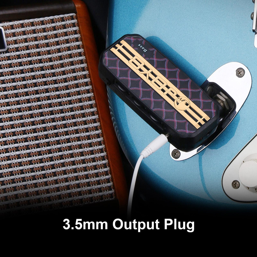 JOYO Mini Amp Tragbarer E-Bass-Kopfhörerverstärker mit 3,5-mm-Klinkenanschluss und Auxiliary Audio-Eingang in Schwarz, H x B x T: 2,6 x 8,9 x 7,7 cm - Bild 2