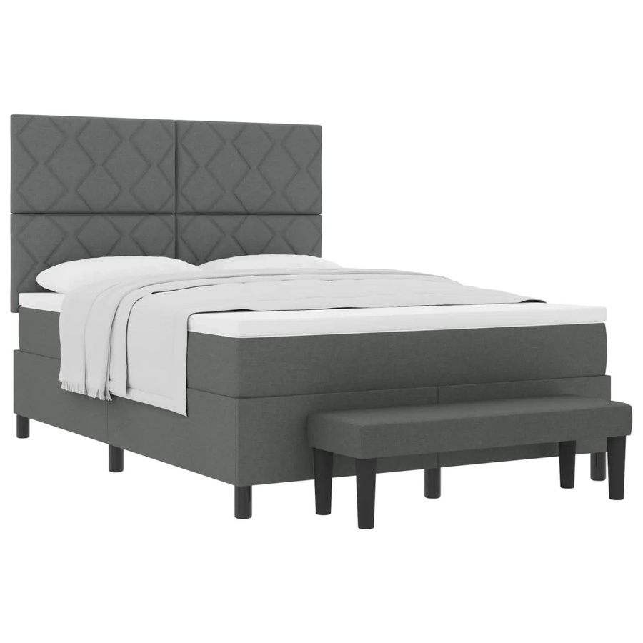 vidaXL Boxspringbett mit Matratze in Grau, Hybrid-Modell mit Stoffbezug, B/T/H: 160 x 200 x 280 cm - Bild 2